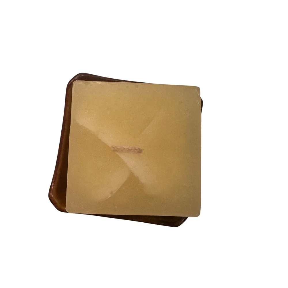 Pier 1 Imports Square‎ Scented Candle Amber Swirl Design 40 Hour Burn Time
